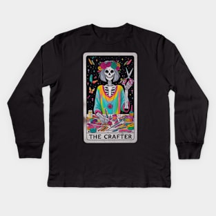 Crafter Skeleton Tarot Card Sarcastic Funny Gothic Occult Kids Long Sleeve T-Shirt